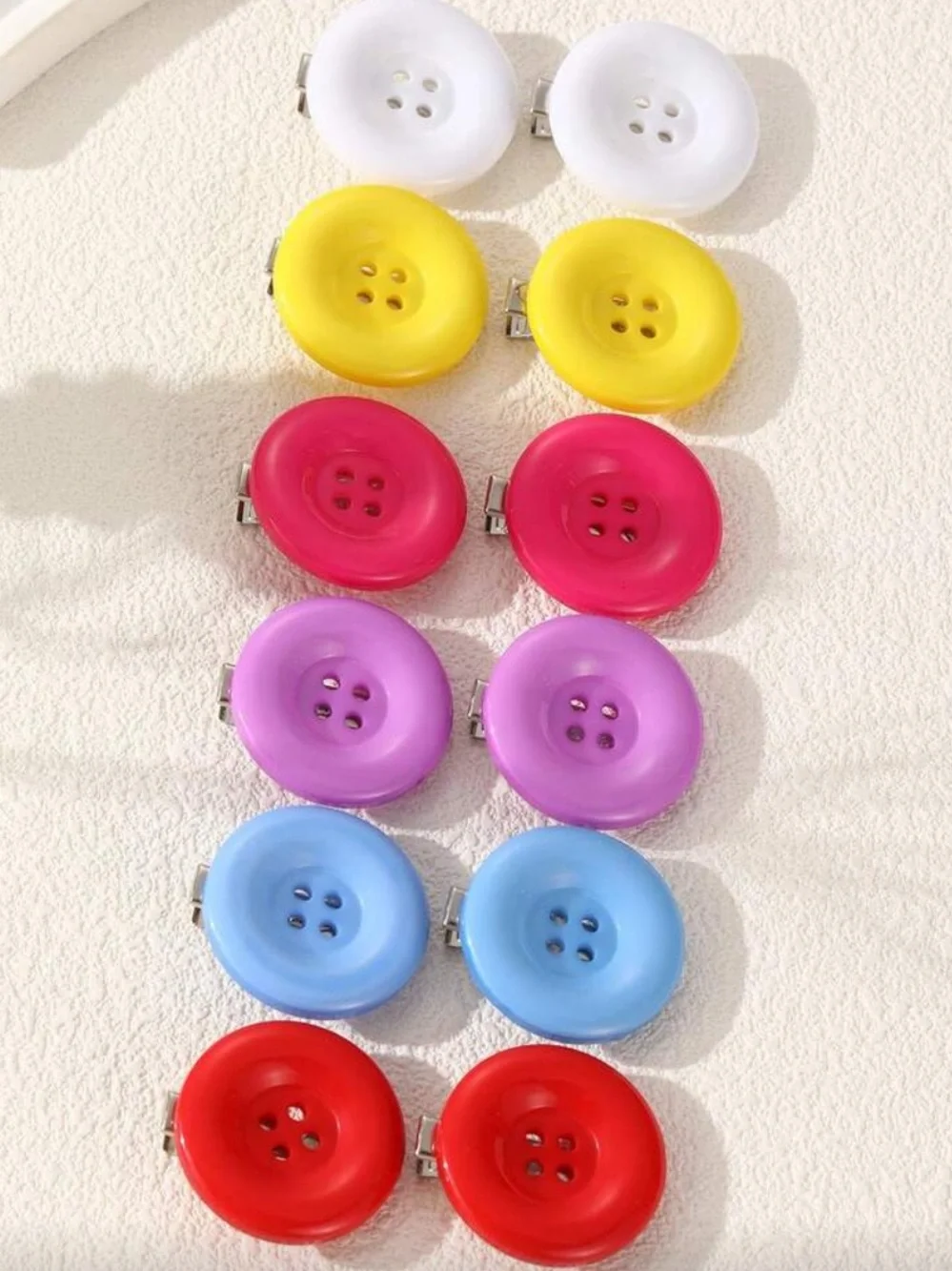 Multicolor Button Hair Clips - Women Accessories